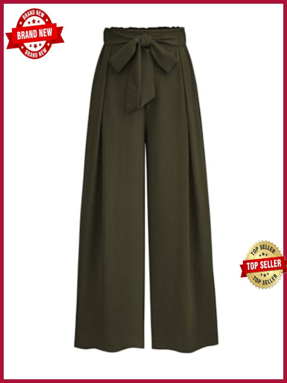 Women's Palazzo Wide Leg High Waisted Pull On Dress Pants Pleated Ankle